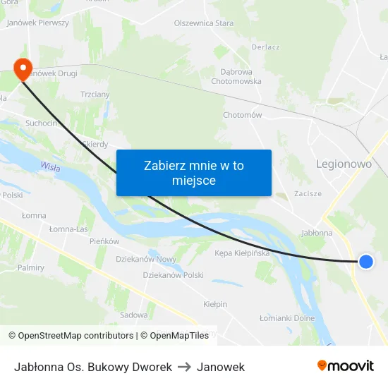 Jabłonna Os. Bukowy Dworek to Janowek map