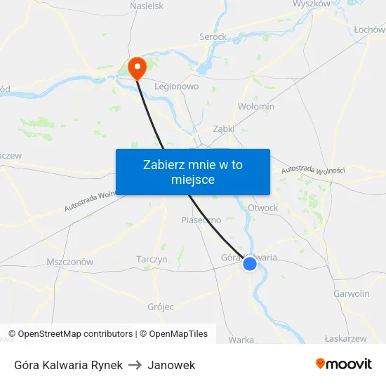 Góra Kalwaria Rynek to Janowek map