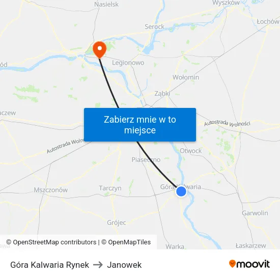 Góra Kalwaria Rynek to Janowek map