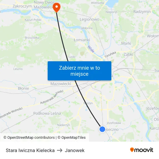 Stara Iwiczna Kielecka to Janowek map