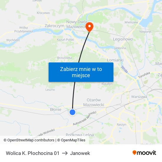 Wolica K. Płochocina to Janowek map