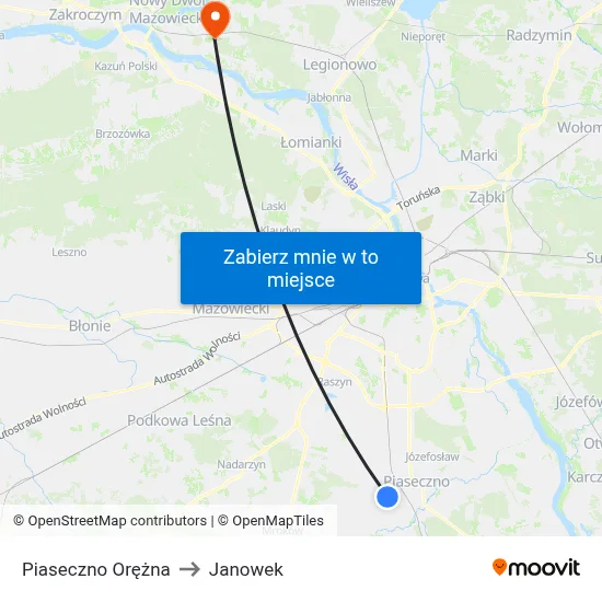 Piaseczno Orężna to Janowek map