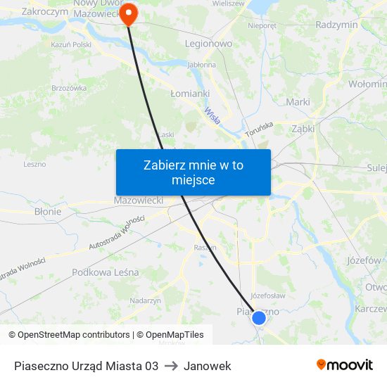 Piaseczno Urząd Miasta 03 to Janowek map