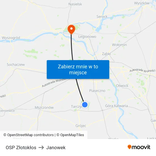 OSP Złotokłos to Janowek map