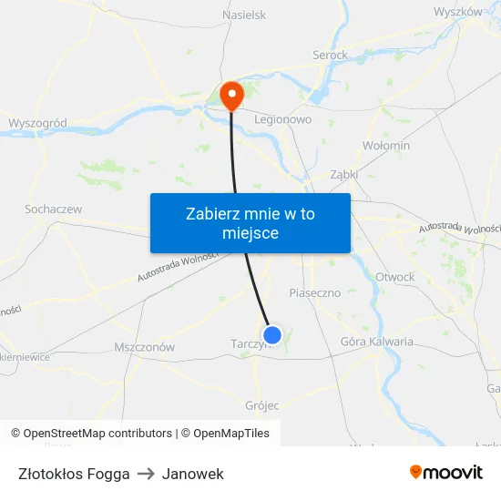 Złotokłos Fogga to Janowek map