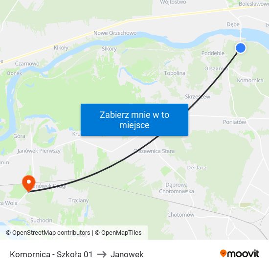 Komornica - Szkoła 01 to Janowek map