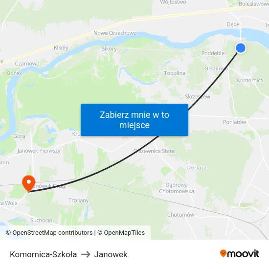 Komornica - Szkoła to Janowek map