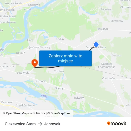 Olszewnica Stara to Janowek map