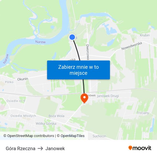 Góra Rzeczna to Janowek map