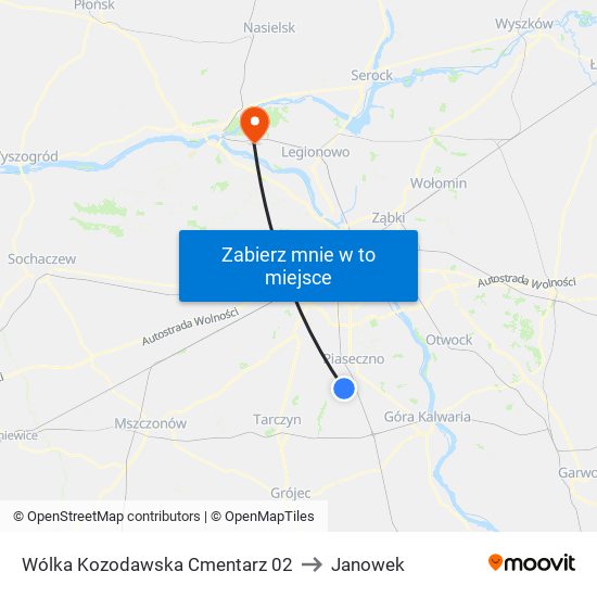 Wólka Kozodawska Cmentarz to Janowek map