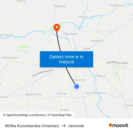 Wólka Kozodawska Cmentarz to Janowek map