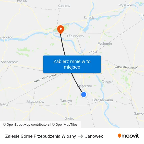 Zalesie Górne Przebudzenia Wiosny to Janowek map