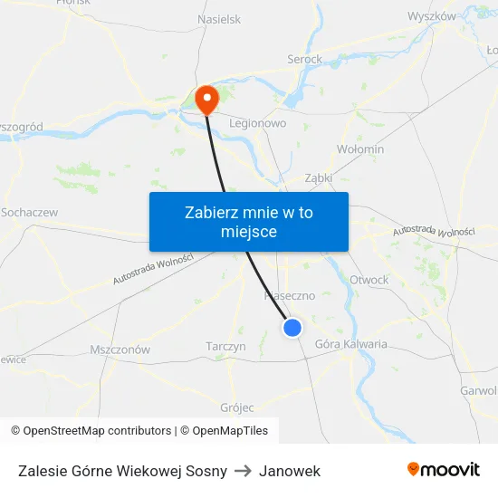 Zalesie Górne Wiekowej Sosny to Janowek map