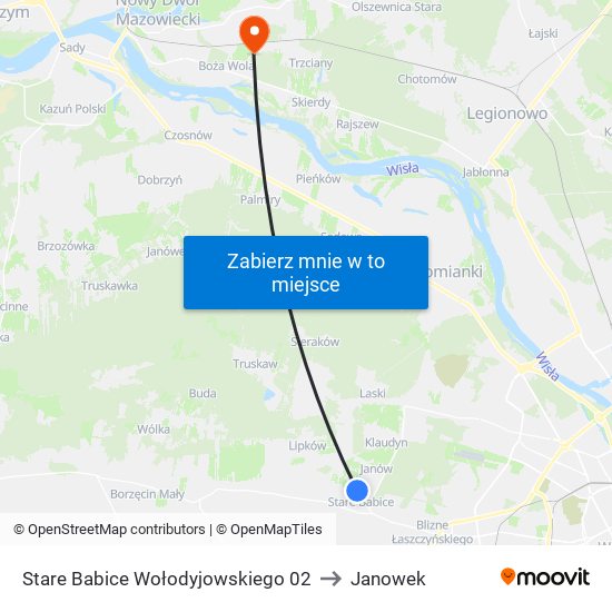 Stare Babice Wołodyjowskiego to Janowek map