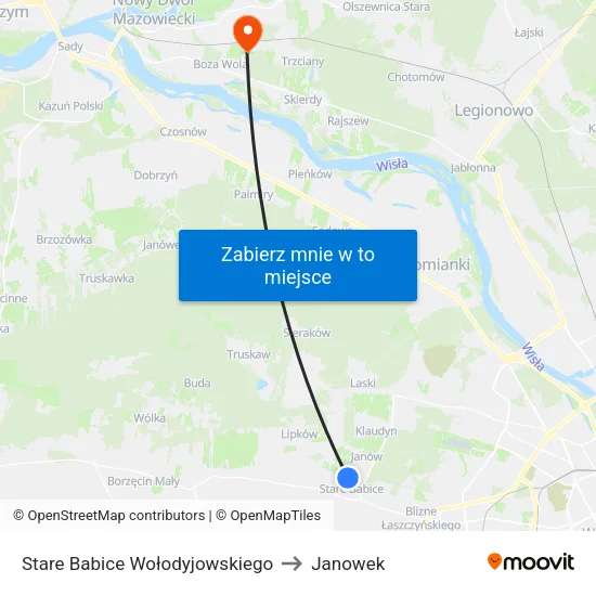 Stare Babice Wołodyjowskiego to Janowek map