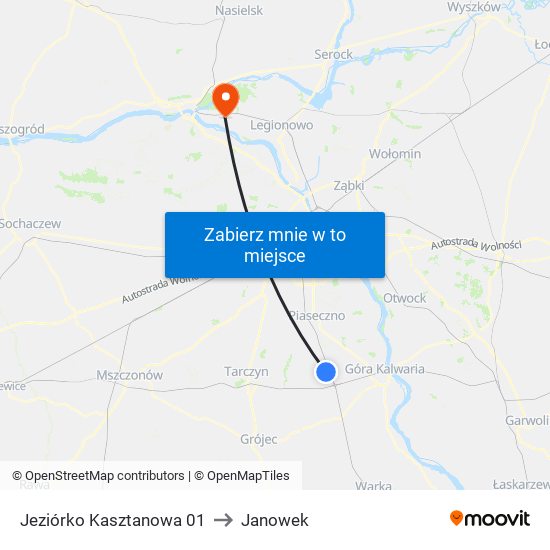 Jeziórko Kasztanowa 01 to Janowek map