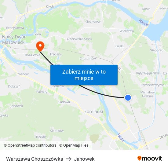 Warszawa Choszczówka to Janowek map