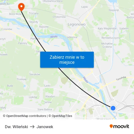 Dw. Wileński to Janowek map