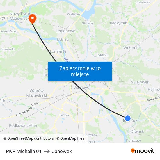 PKP Michalin 01 to Janowek map