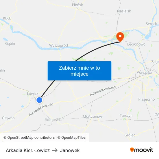 Arkadia Kier. Łowicz to Janowek map