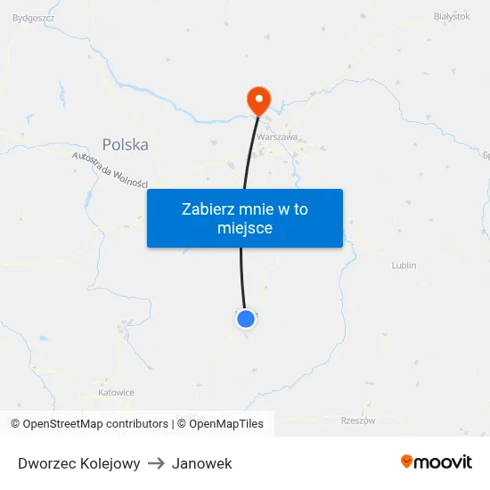 Dworzec Kolejowy to Janowek map