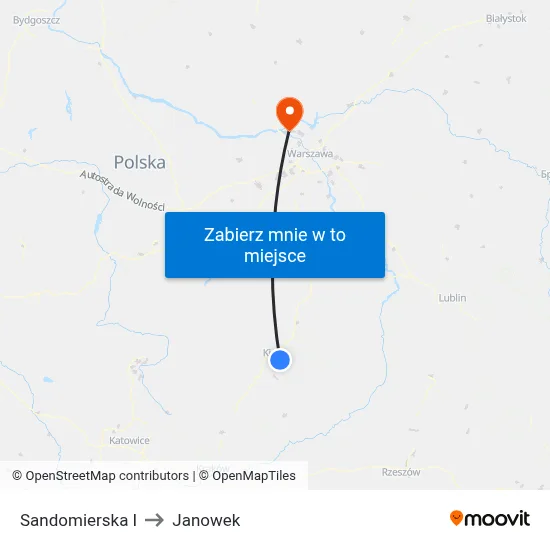 Sandomierska I to Janowek map
