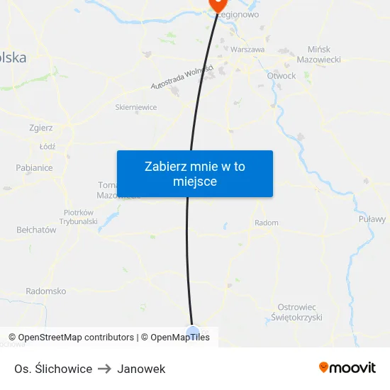 Os. Ślichowice to Janowek map