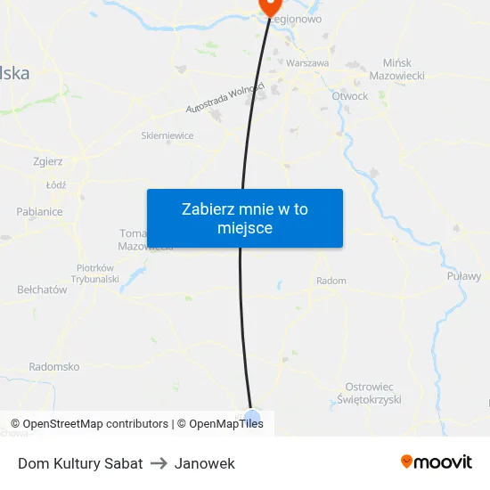 Dom Kultury Sabat to Janowek map