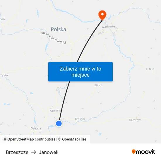 Brzeszcze to Janowek map