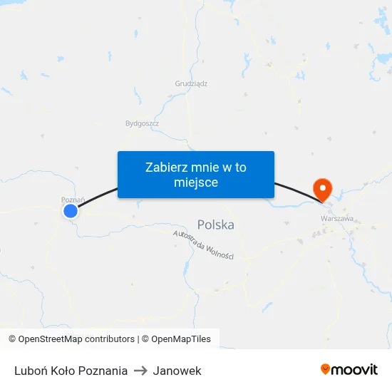 Luboń Koło Poznania to Janowek map