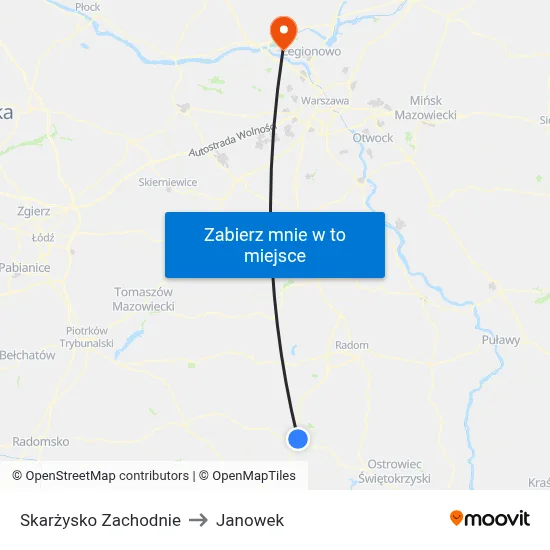 Skarżysko Zachodnie to Janowek map