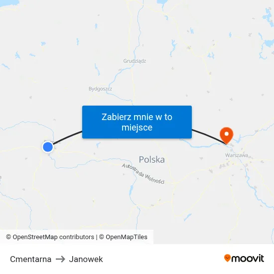Cmentarna to Janowek map