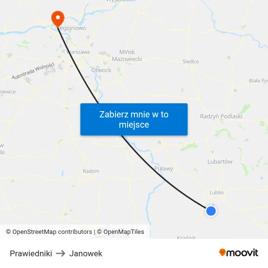 Prawiedniki to Janowek map