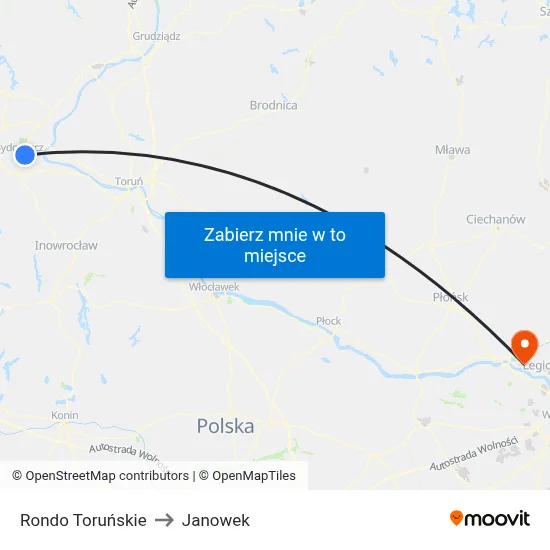 Rondo Toruńskie to Janowek map