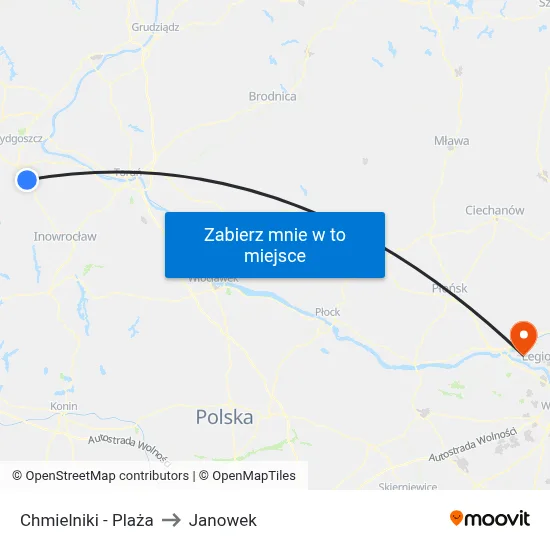 Chmielniki - Plaża to Janowek map