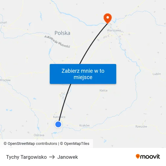 Tychy Targowisko to Janowek map