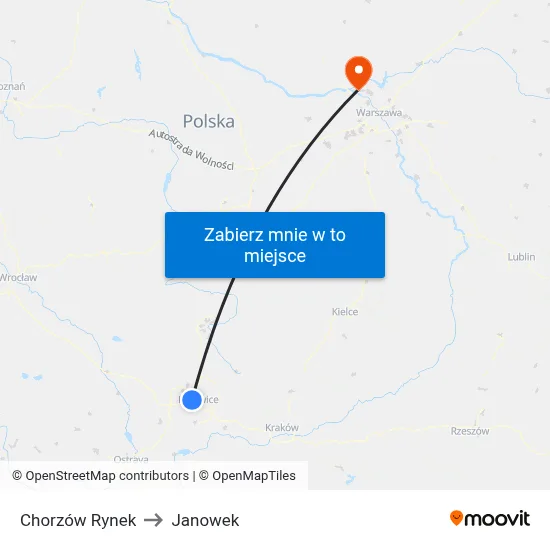 Chorzów Rynek to Janowek map