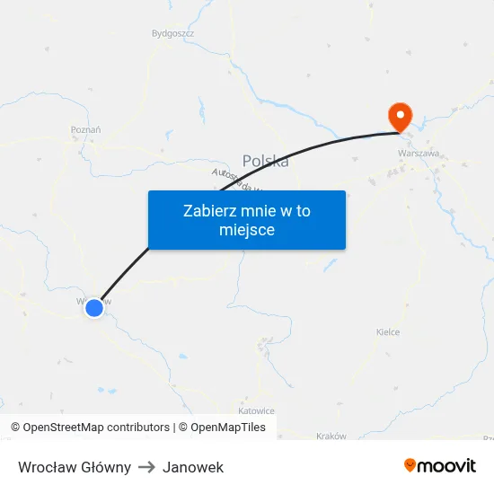 Wrocław Główny to Janowek map