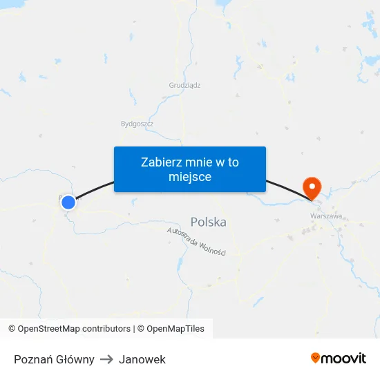 Poznań Główny to Janowek map