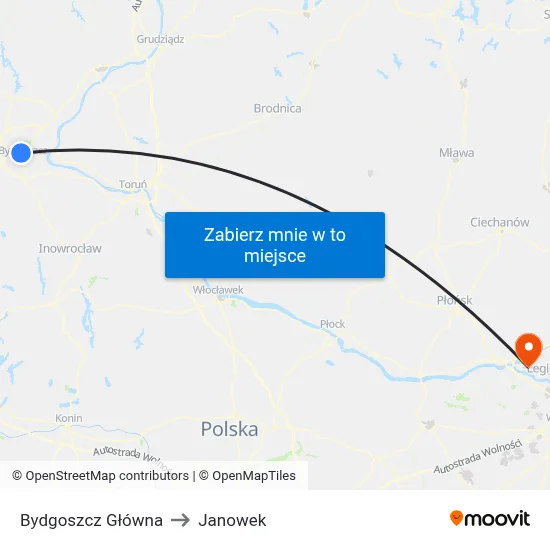 Bydgoszcz Główna to Janowek map