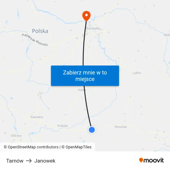 Tarnów to Janowek map