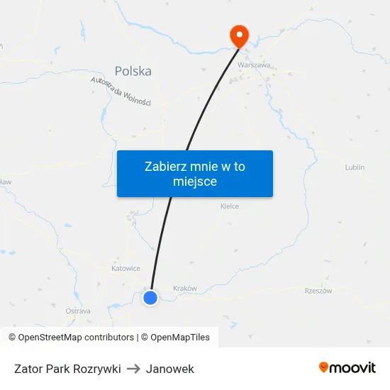 Zator Park Rozrywki to Janowek map