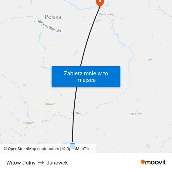 Witów Dolny to Janowek map