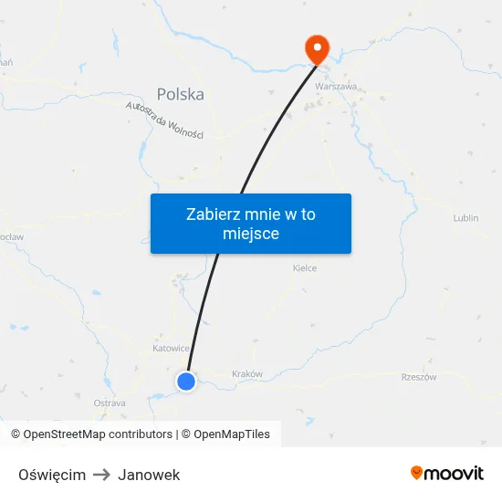Oświęcim to Janowek map