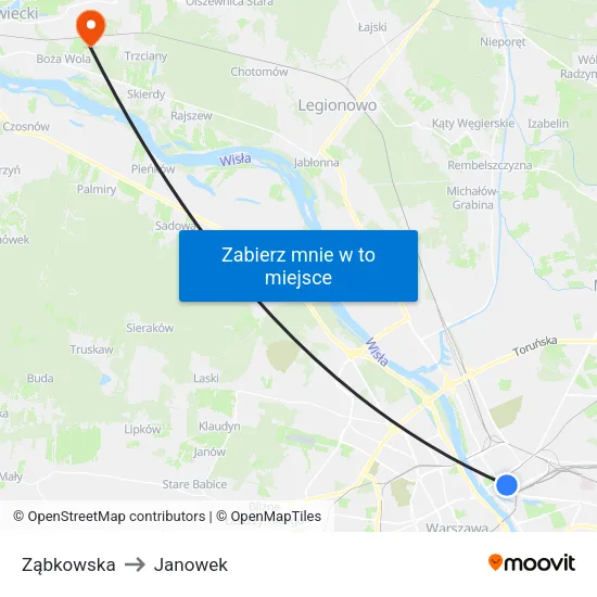 Ząbkowska to Janowek map