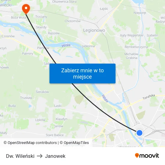 Dw. Wileński to Janowek map