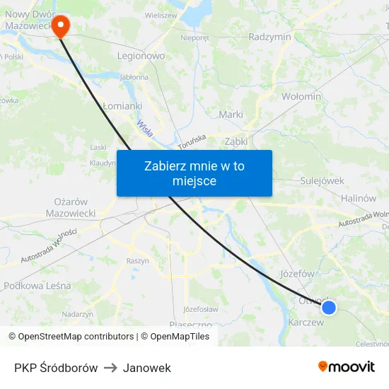 PKP Śródborów to Janowek map
