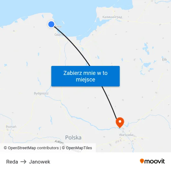 Reda to Janowek map