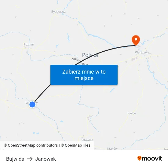 Bujwida to Janowek map