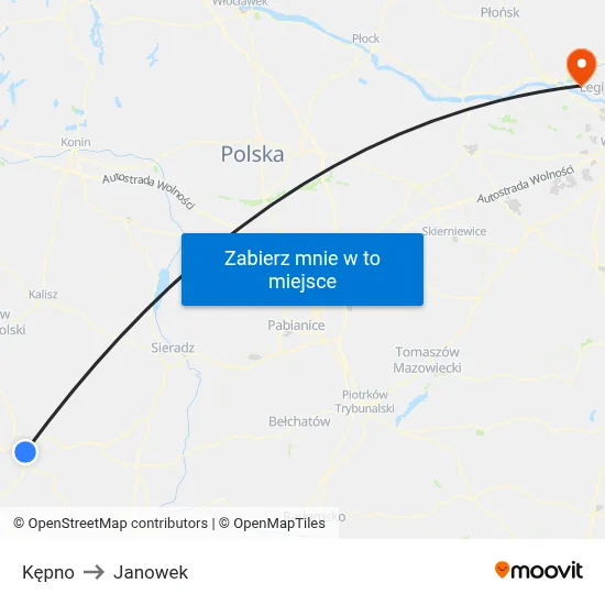 Kępno to Janowek map